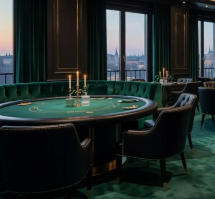 Elegáns éttermi enteriőr és póker lounge a Premium Estek Hubban